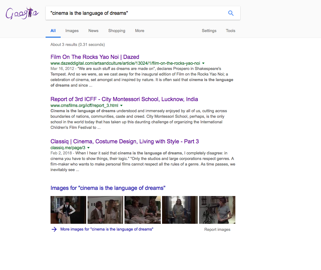 google cinema language dreams