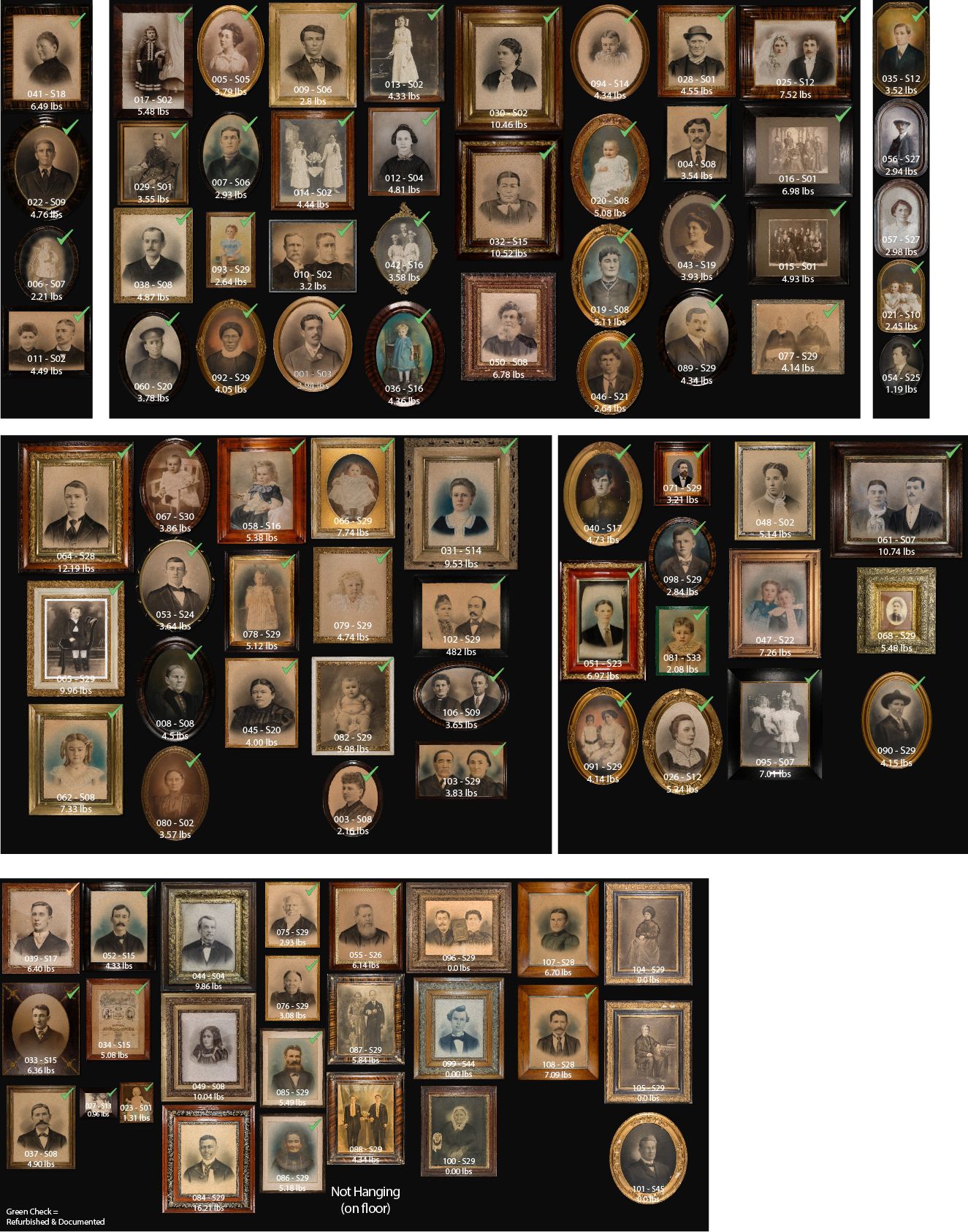 The current collection of 95 frames