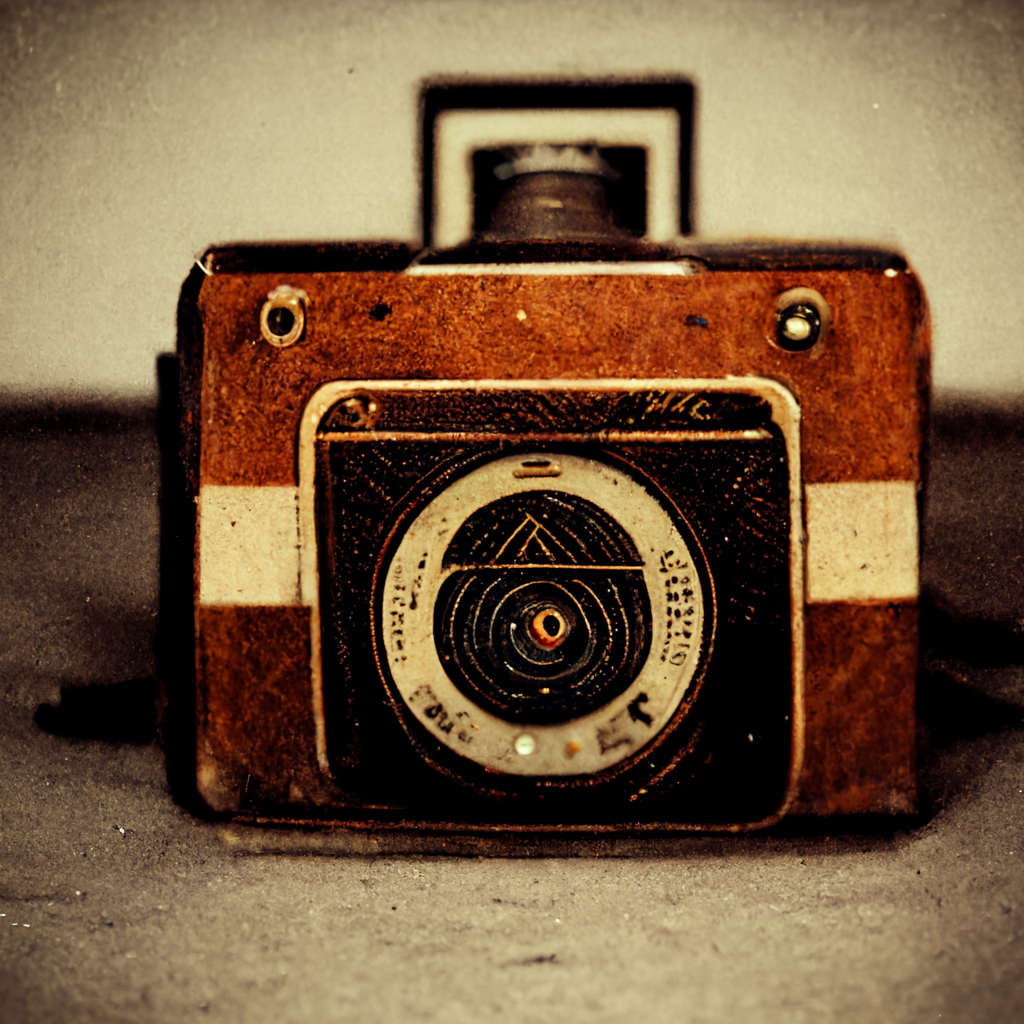 MidJourney Generated Image - 'Symbolism style vintage camera on floor'