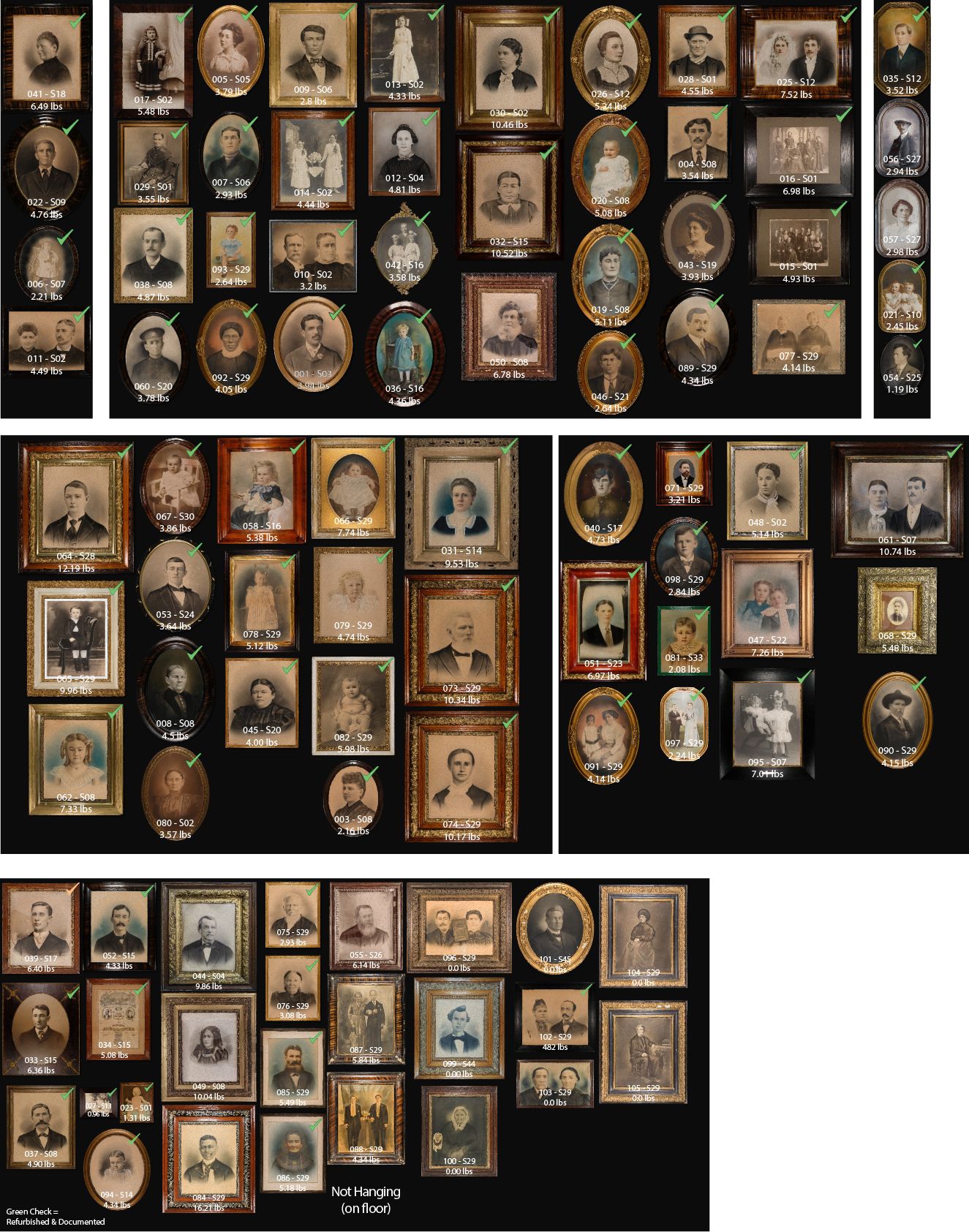 The current collection of 97 frames