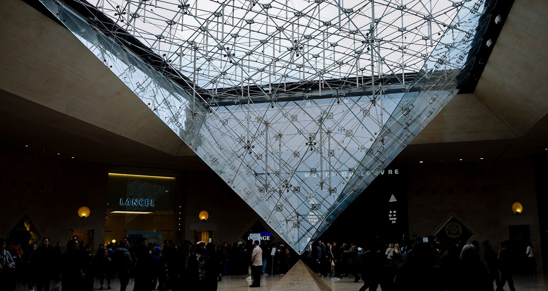 Louvre Museum entrance from below