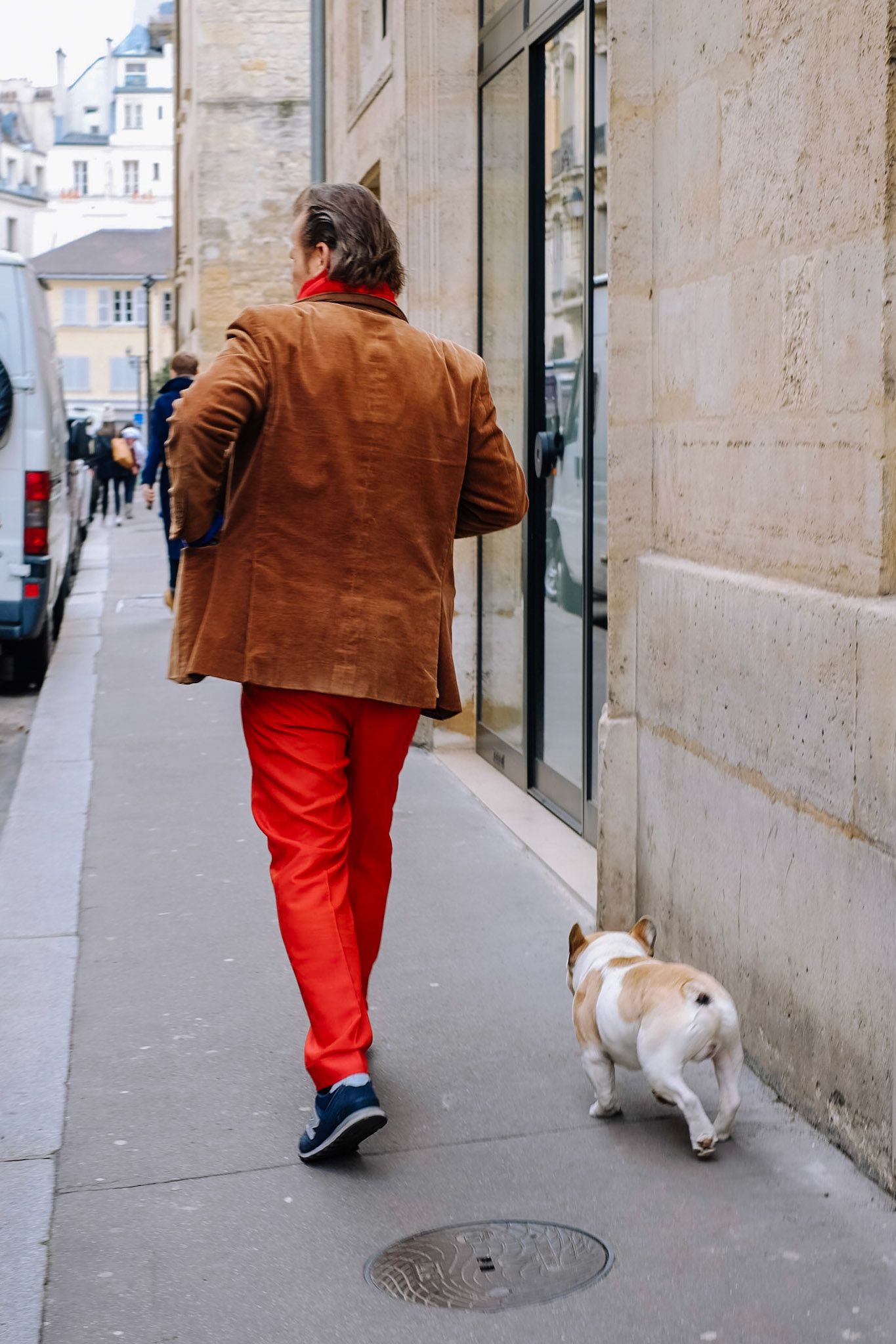 Parisian French bulldog and owner