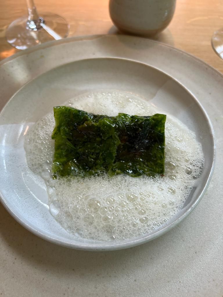 Potato wrapped in sea lettuce