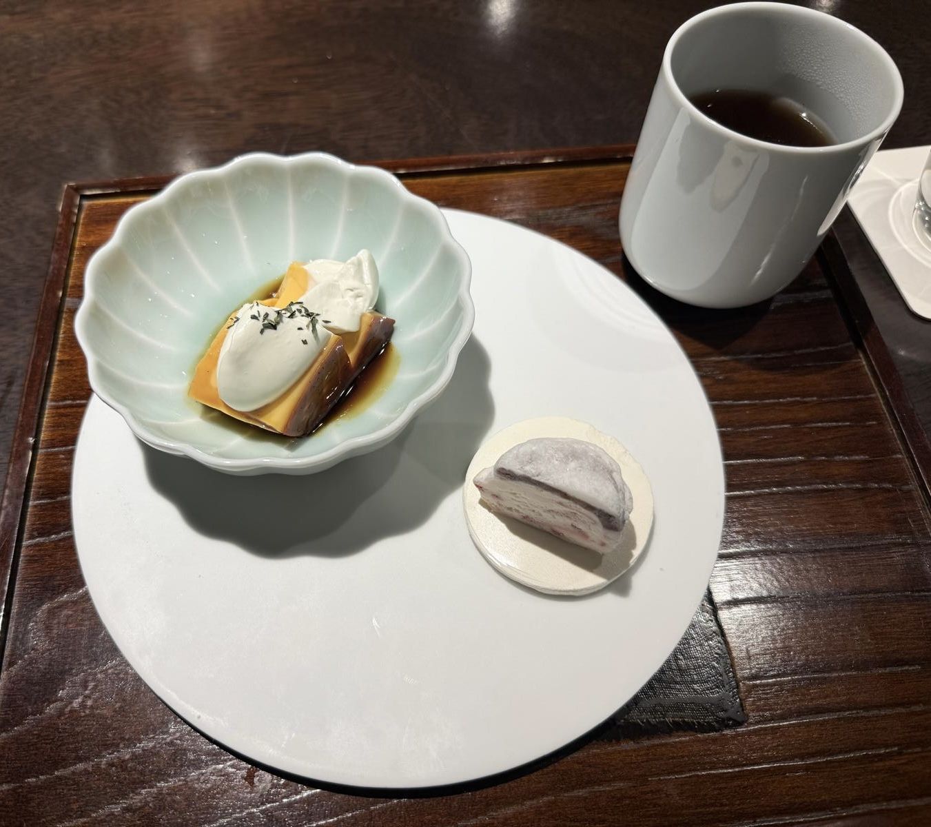Mochi and flan