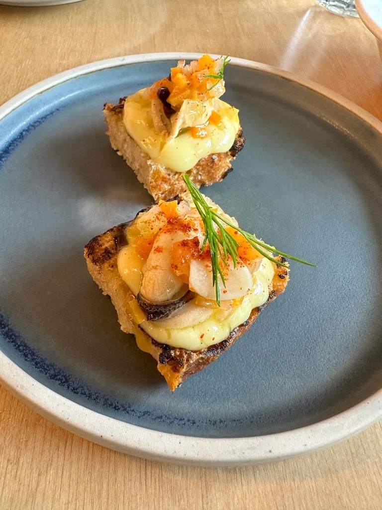 Mussel escabeche toast
