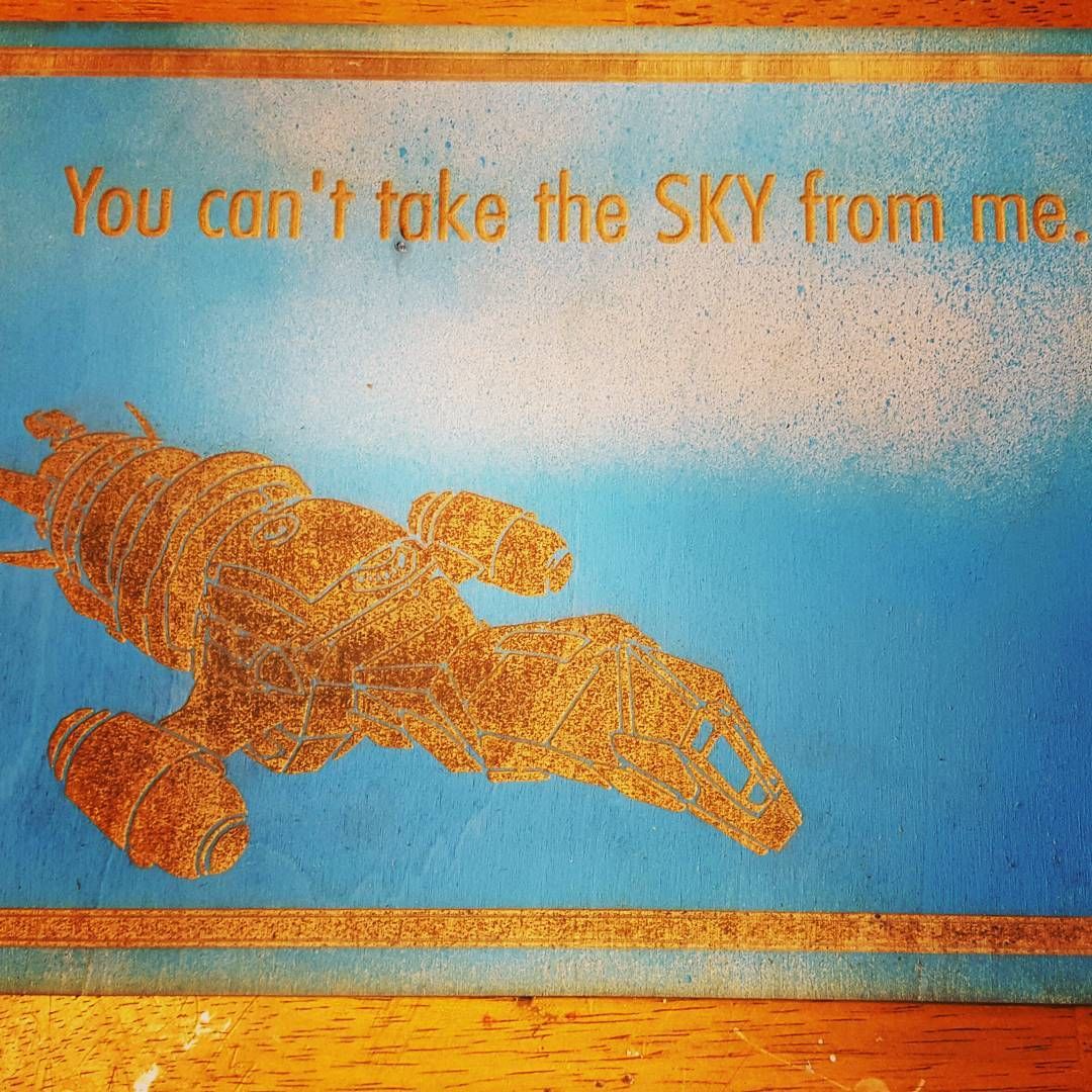 Firefly sign, that I lasercut today. My first time cutting painted wood, learned a few tricks such as the paint reduces the laser power a slight bit and needs to be increased. serenity geek sign