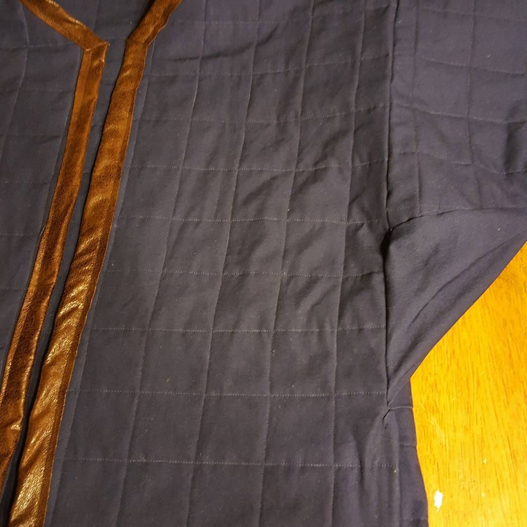 wip. Blackwall gambason is coming along nicely! All the sewing is done and I’m doing finishing work including eyelets and rivets, it’s a studded gambason afterall! I’m hoping it will look really cool once the finishing touches are added.cosplay dragonageinquisition blackwall