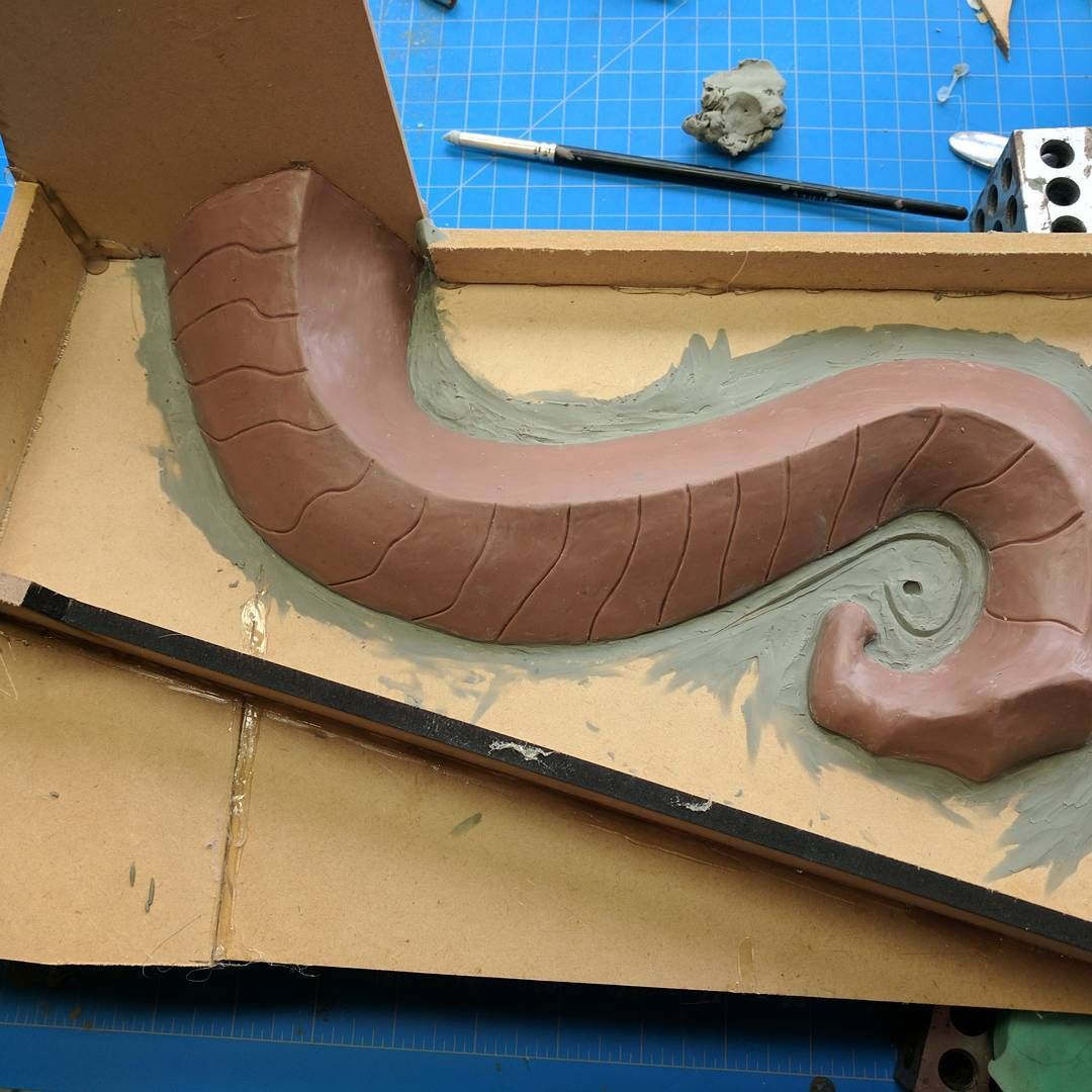 Finally getting a chance to mold my Nord Lamp! Hate to admit how long it took to set up this brush on mold, but it’s ready for rubber! moldmaking propmaking **_Two_Part_Brush-on_Mold