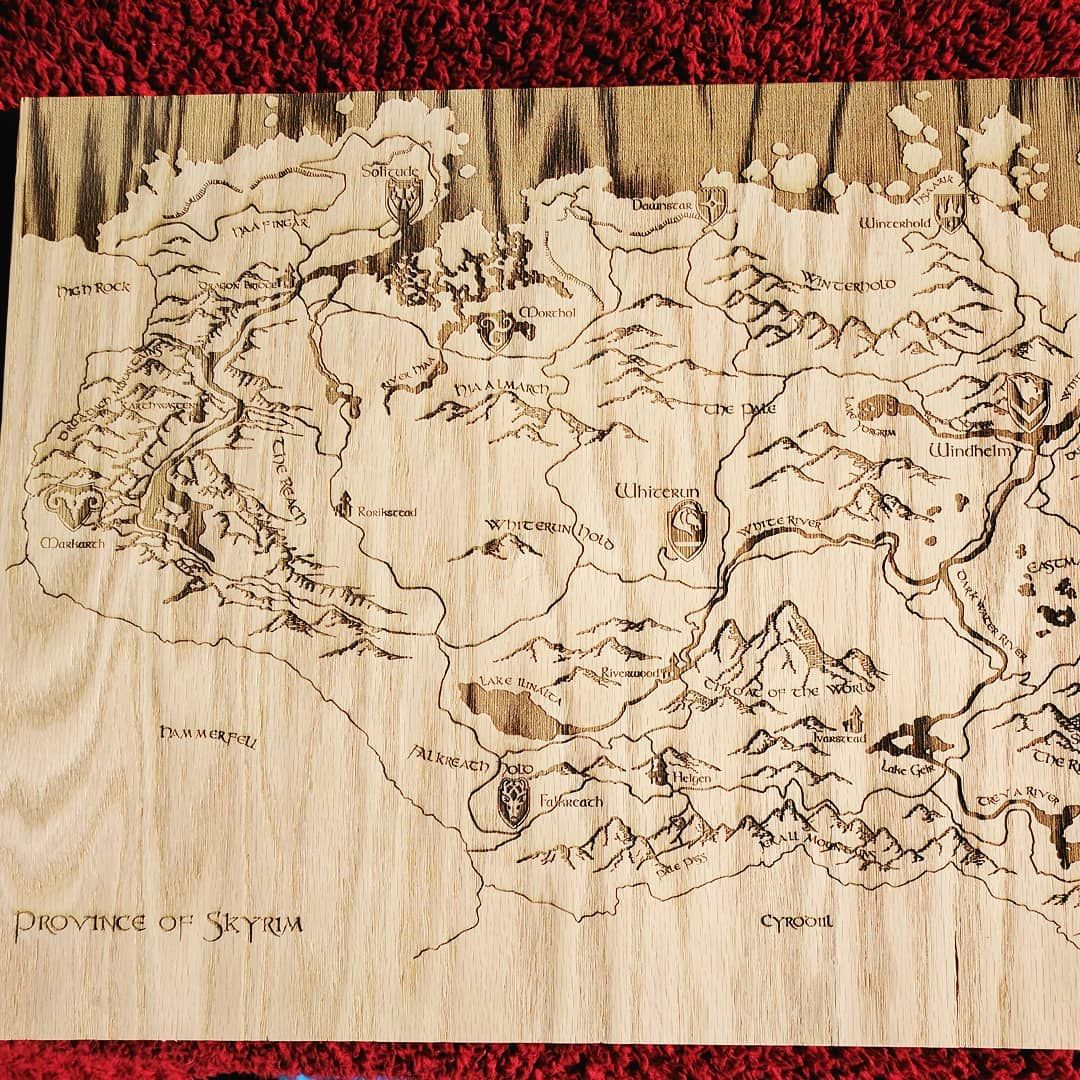 It’s late but Happy Skyrim Day! I once made this cool Skyrim map on wood, turned out pretty spiffy, wish I had one lol!skyrim skyrimday elderscrolls