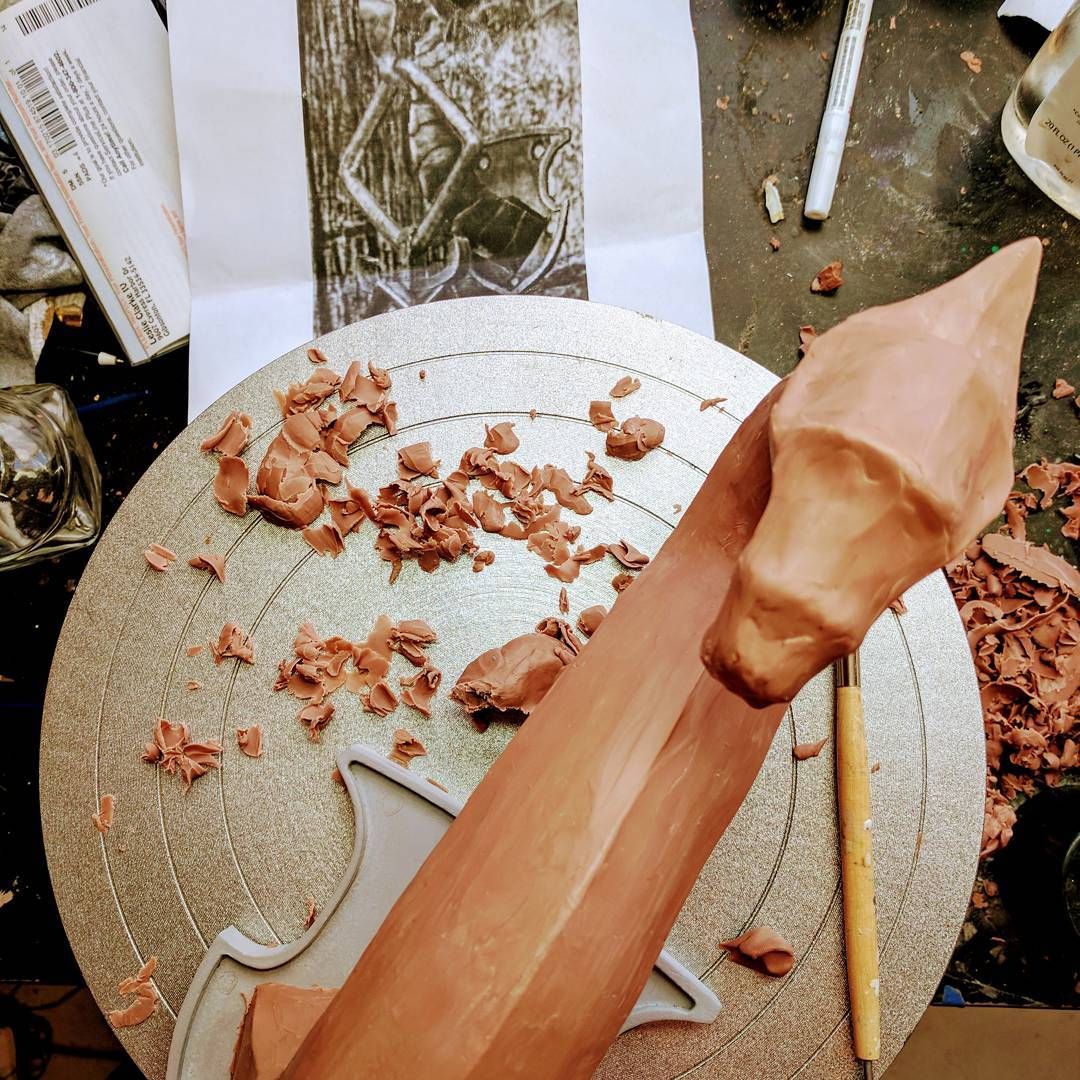 That moment when the sculpture your sculpting starts to look just like that thing your sculpting… I’m not done by a long shot but I’m on the way! wip skyrim elderscrollsonline nord lamp