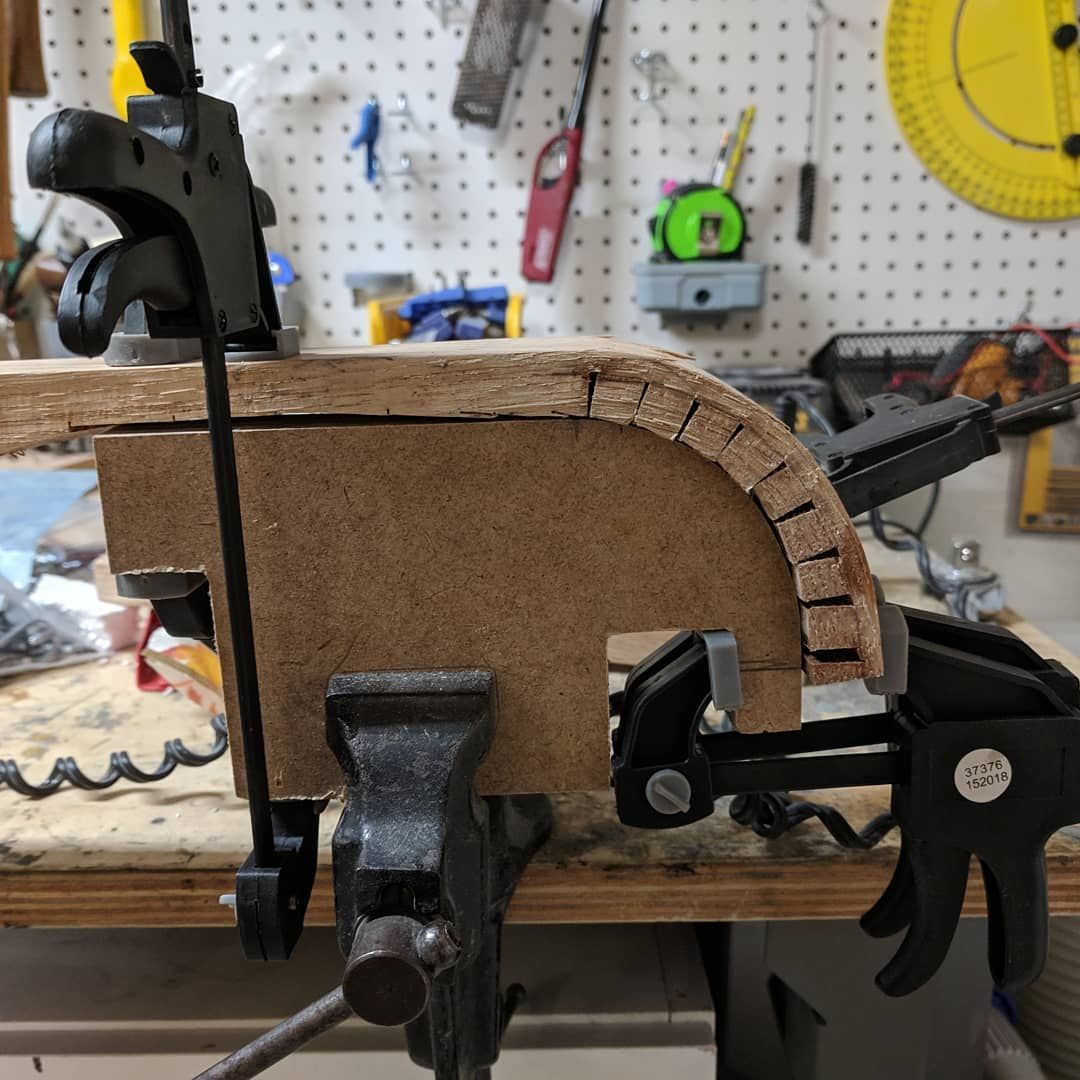 Bending wood today! I hadn’t ever tried this before but it’s fairly easy! Ok this is the 3rd try so it’s about that easy.. I think this one is going to turn out, fingers crossed.woodworking woodbending lyremaking wip lyre