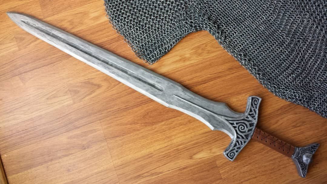 tbt my first prop sword! ⚔️ skyrim was the game that got me making props oh so many years ago! The funny thing is I’ve never used this sword in a cosplay so this year one of my 2 currently planned cosplays is going to finally put this sword to use! About time, it’s been hanging on the sword plaque for years! I’m thinking white run guard. Can’t wait to wander around telling everyone “I use to be an adventurer like you, until I took an arrow in the knee” 🤣 skyrim propweapons skyrimcosplay wip cosplaygoals2018