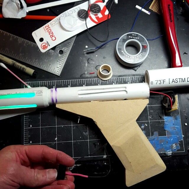 Logans Run prop gun, led toggle switch wiring is all done.