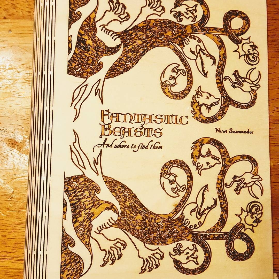 Made this fantasticbeasts Birch living book list, think I’m going to turn it into a tablet case, just need to make the pattern for the leather parts. Think anytime would like having this as a tablet case? lasercut