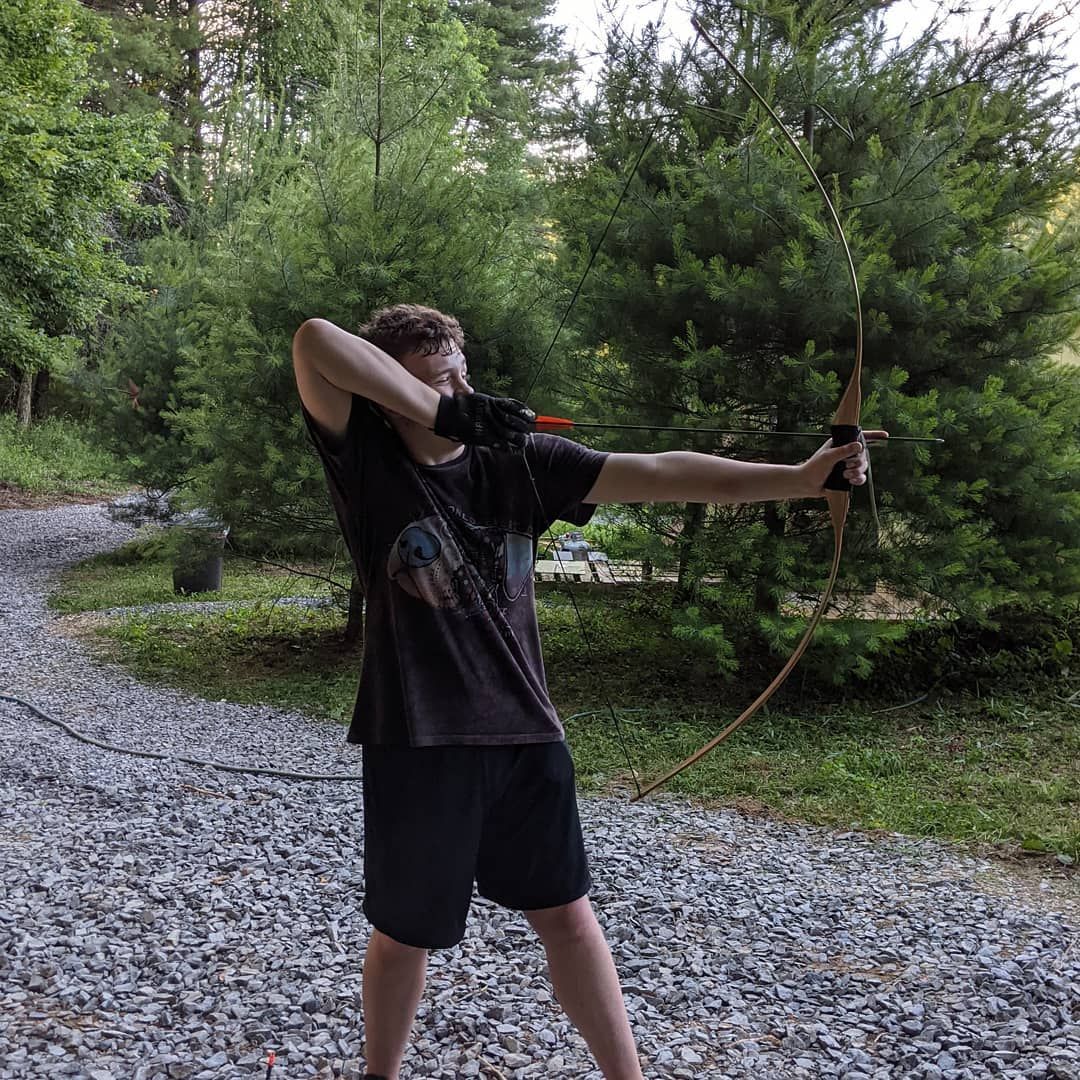 Got in a bit of archery practice today after working on the cabin. It’s good to take breaks…or so I keep getting told! Time to get ready for weekendwarriorexperience coming up this fall!My son is still working on his bow mastery, but he enjoys some shooting!