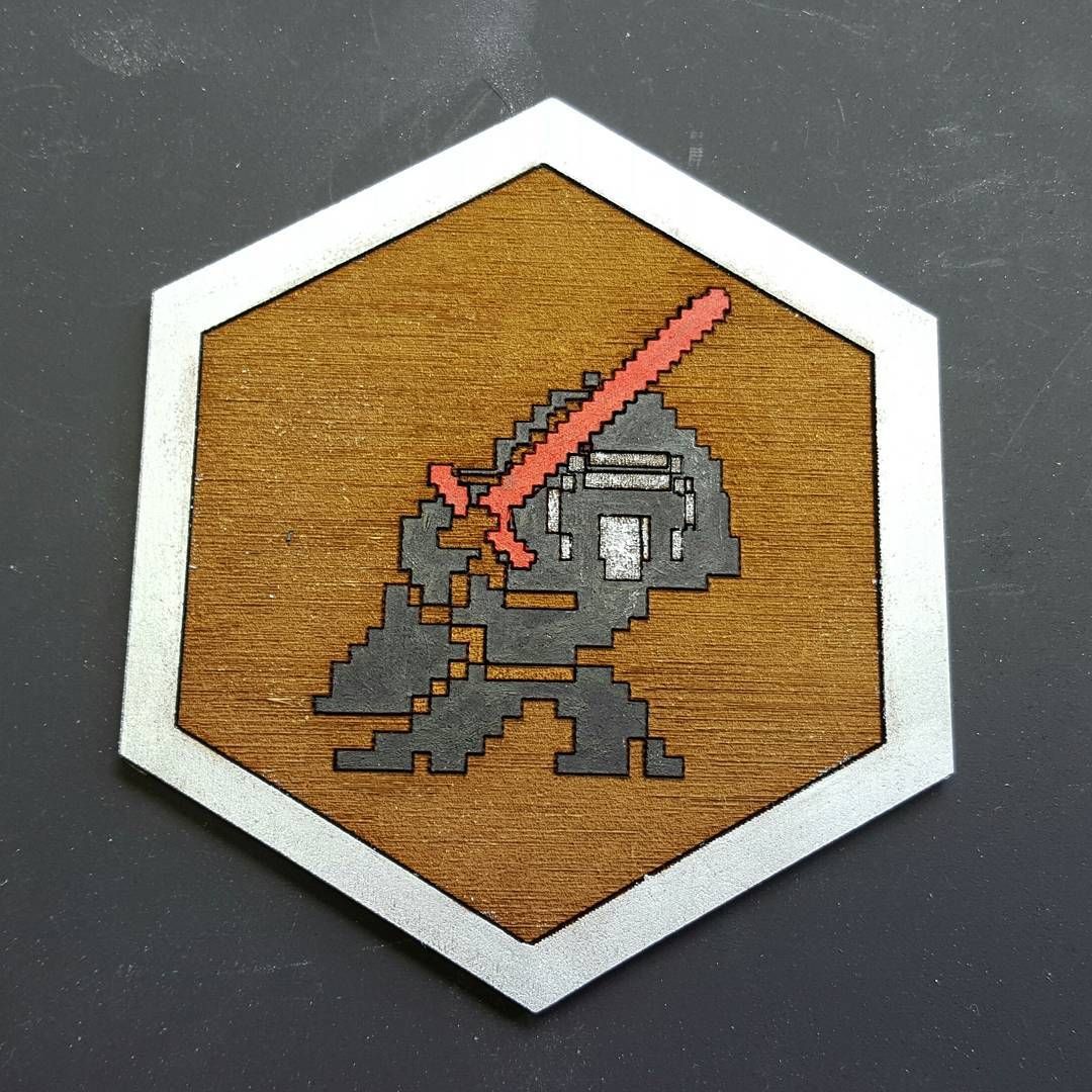 Made a quick 8 bit kyloren for a little star wars fan I know, he was pretty pleased! makeitwithlasers lasercut starwars