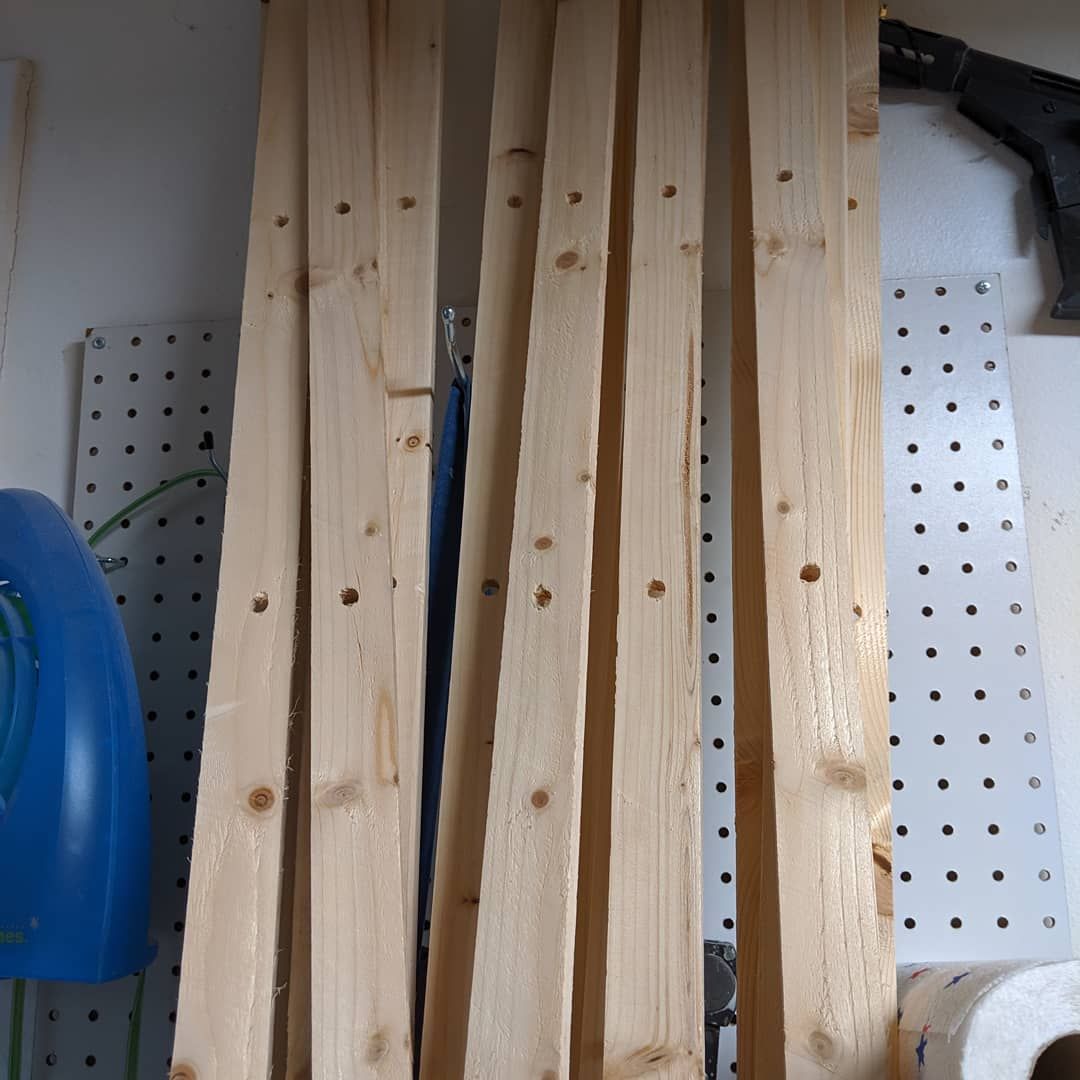 Started a new project today! That’s 1/3 rd of the slats for a yurts walls. Just 40 or so to go but I’m picking up steam. Thank you to @thebeardedax3@instagram.com for the inspiration, answered questions and very helpful videos. Check out his YouTube channel for yurt and other great vids! Just search for The Bearded Axe! Cant wait to get camping and larping in style! (It will be a while before it’s down though, more progress pics to come )yurt woodworking larpcamping canvastents