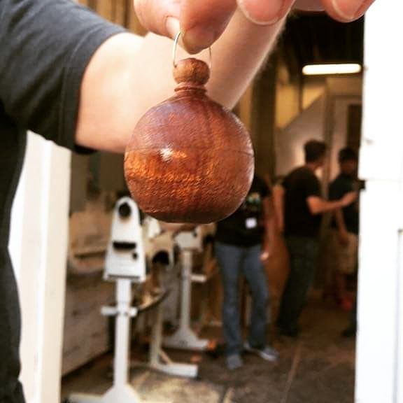 My wife and I took our first wood turning class today! It was so much fun! I made an ornament, not bad for a first try! @schoolofwoodwork@instagram.comwoodturning woodworking