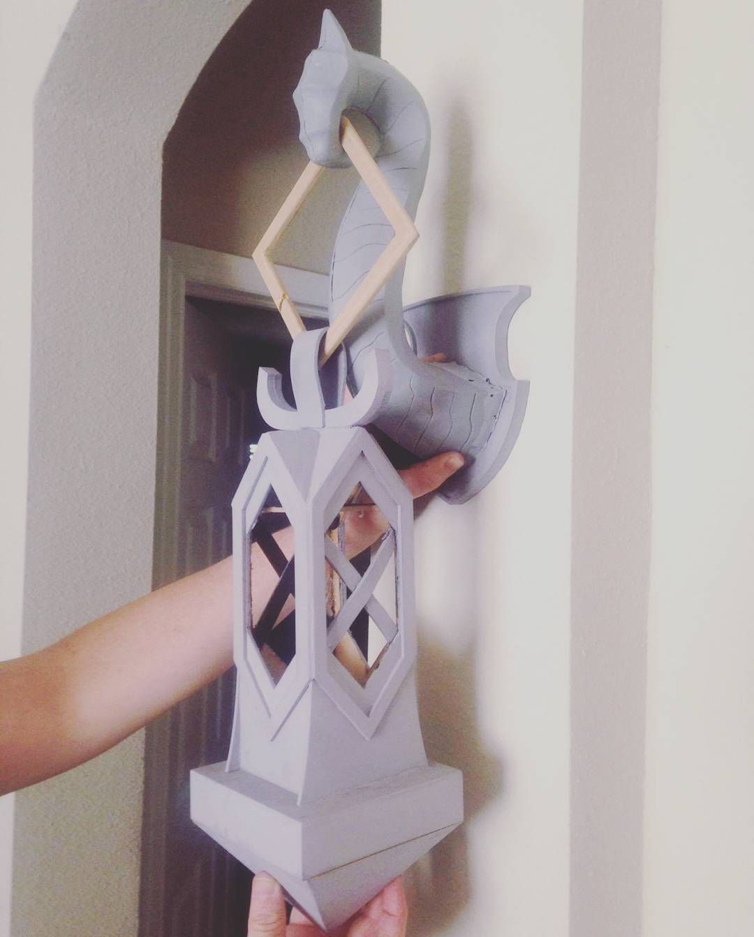 I just had to see what all the pieces looked like together! I’m excited. Just one part left to mold and then I need to put all the parts and details together. nord lamp. eso wip **_Nord_Lamp_Progress