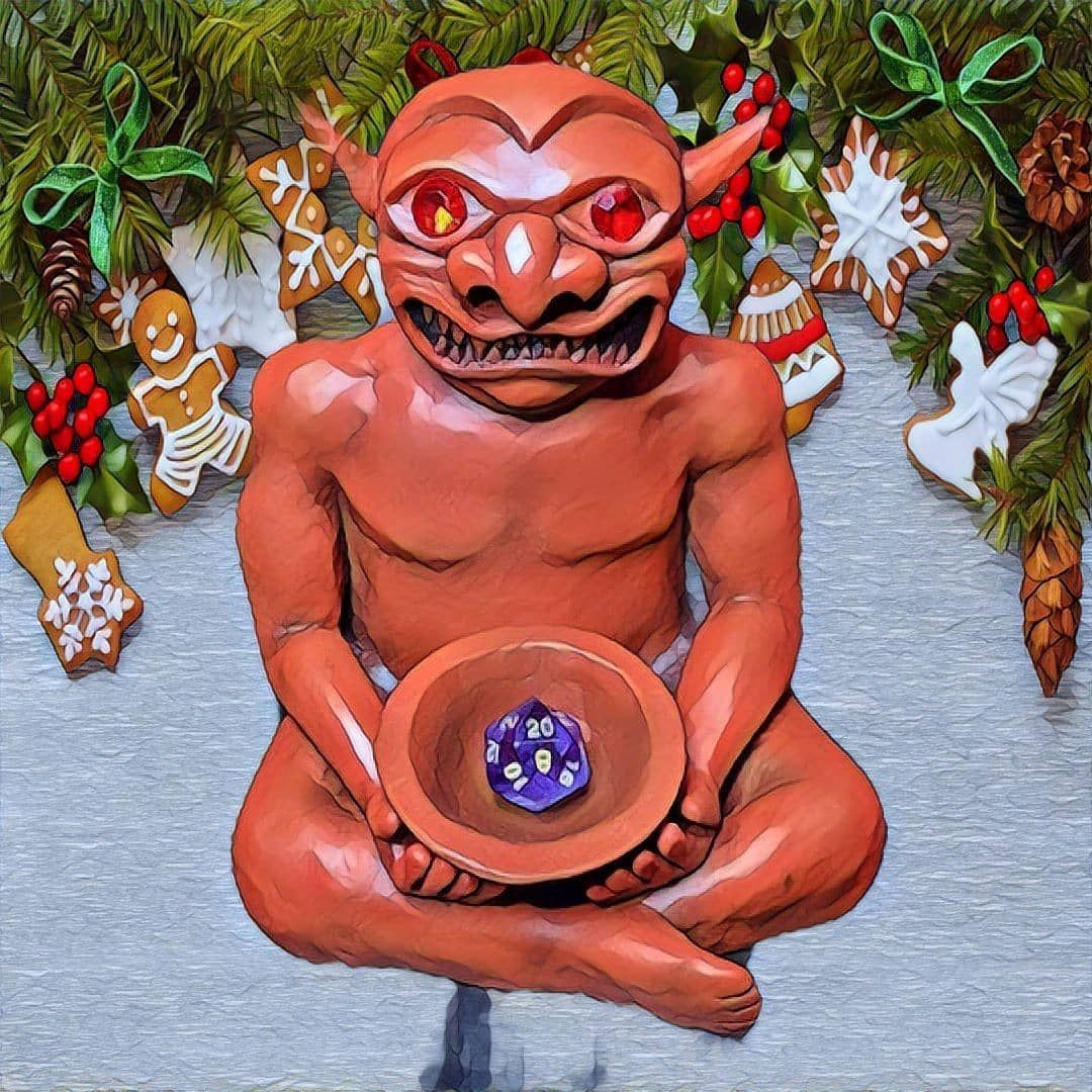 Have a devil of a great Christmas! May you find a full stack of rpg books under your tree! dndart dnd xmas
