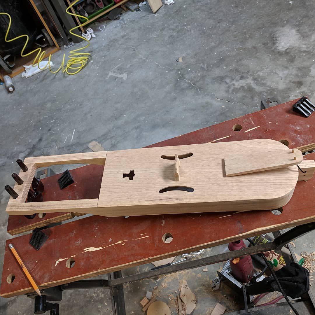 Ready for staining! That and I forgot to pick up some me strings so Amazon to the rescue! I’ll probably replace them with silk strings later once I figure out the Guage and how it plays. wip bowedlyre