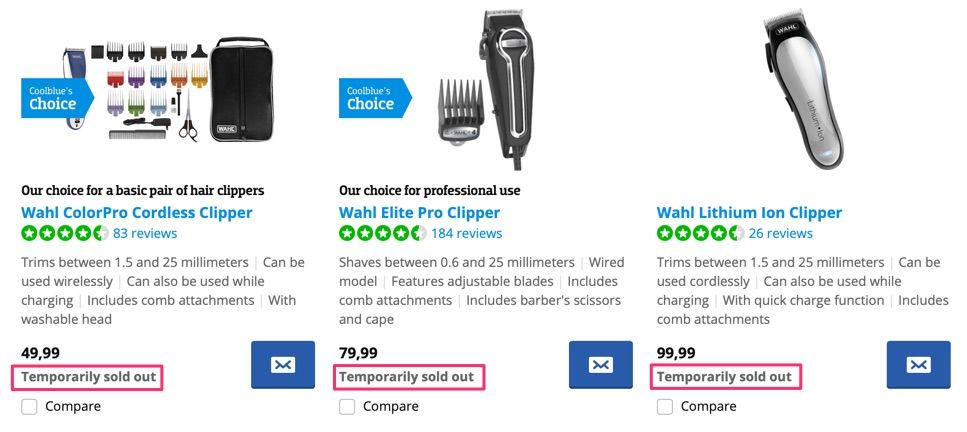 Hair clippers are sold out online