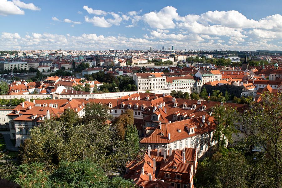 The view of the city from the terrace of Prague Castle