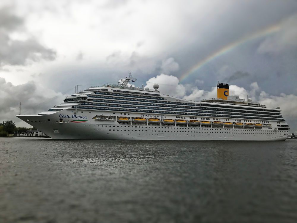 A cruise ship departs Amsterdam in Sep 2019