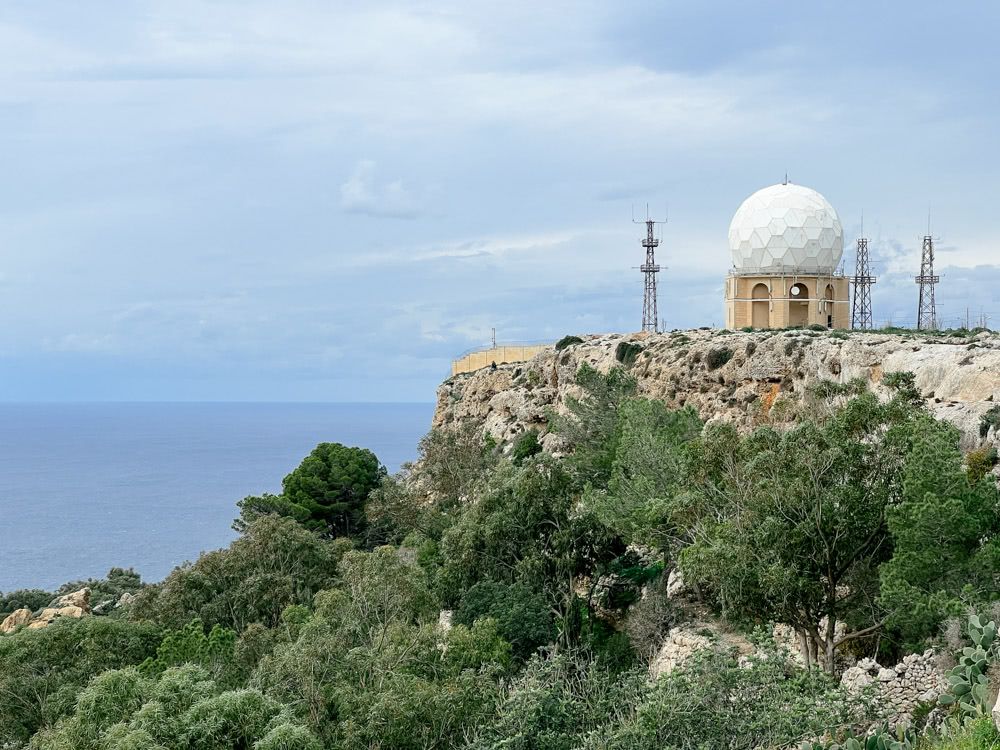 The large antenna installation at Dingli Cliffs