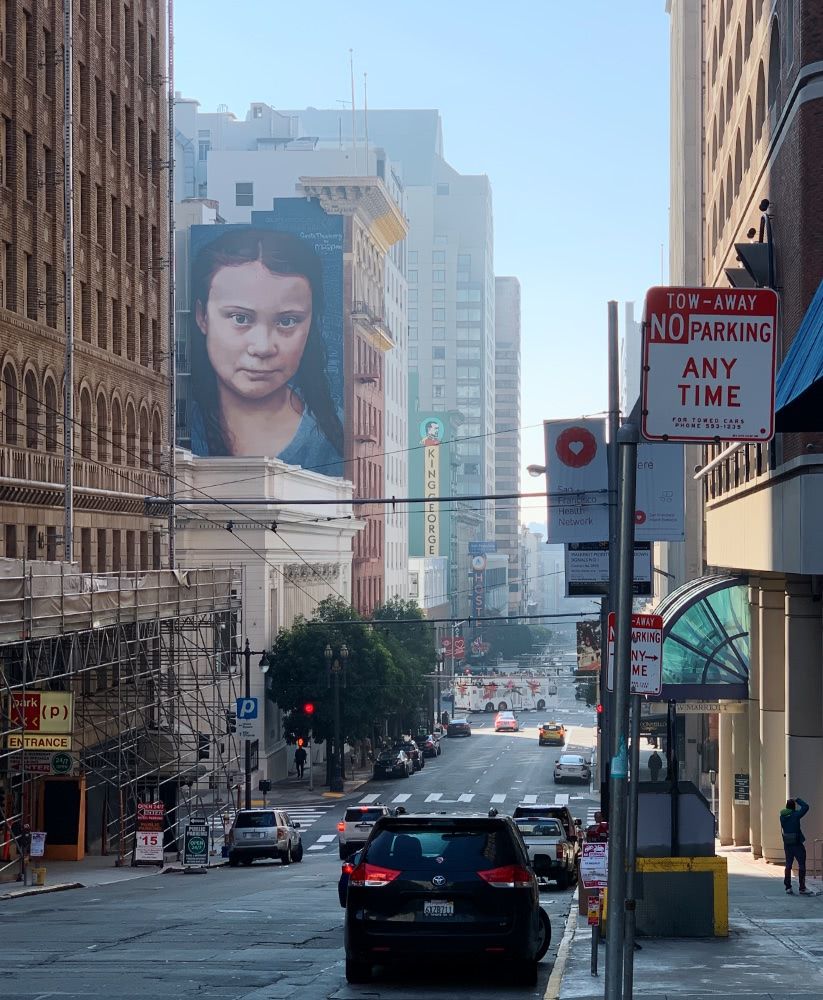 A portrait of Greta Thunberg in SF