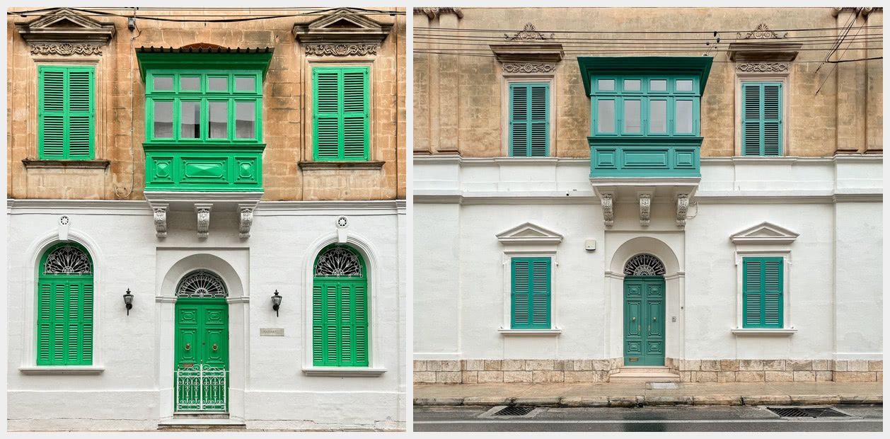 Colourful, boxy balconies of Malta