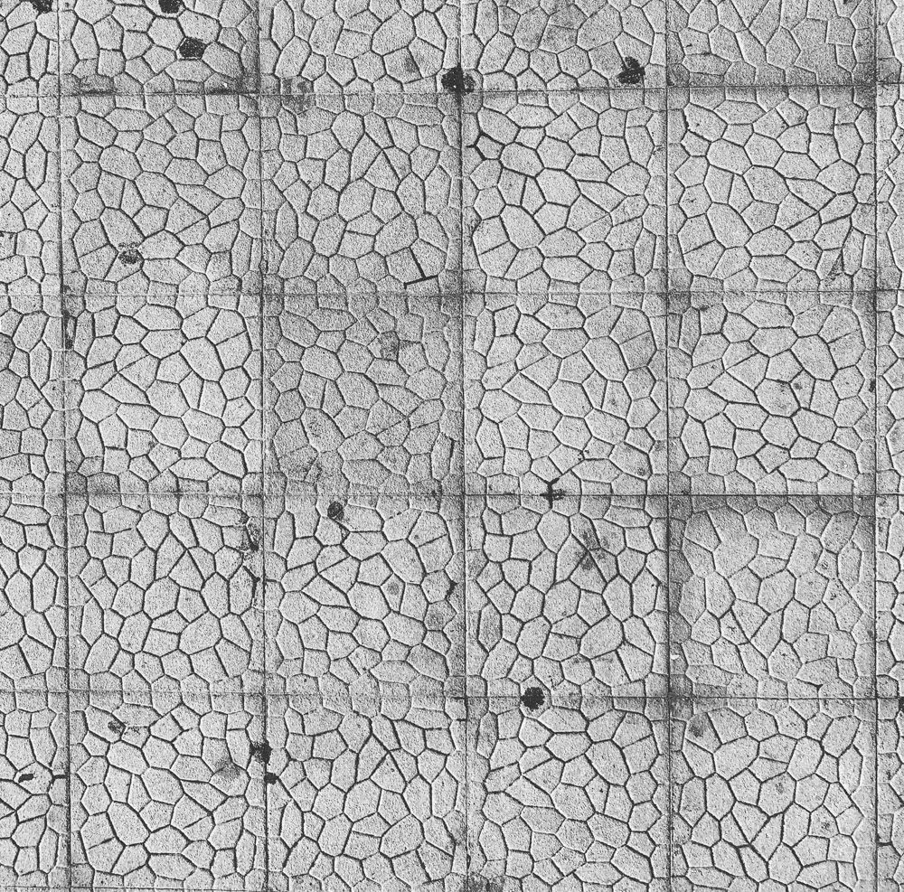 Voronoi tessellation engraved on concrete tiles