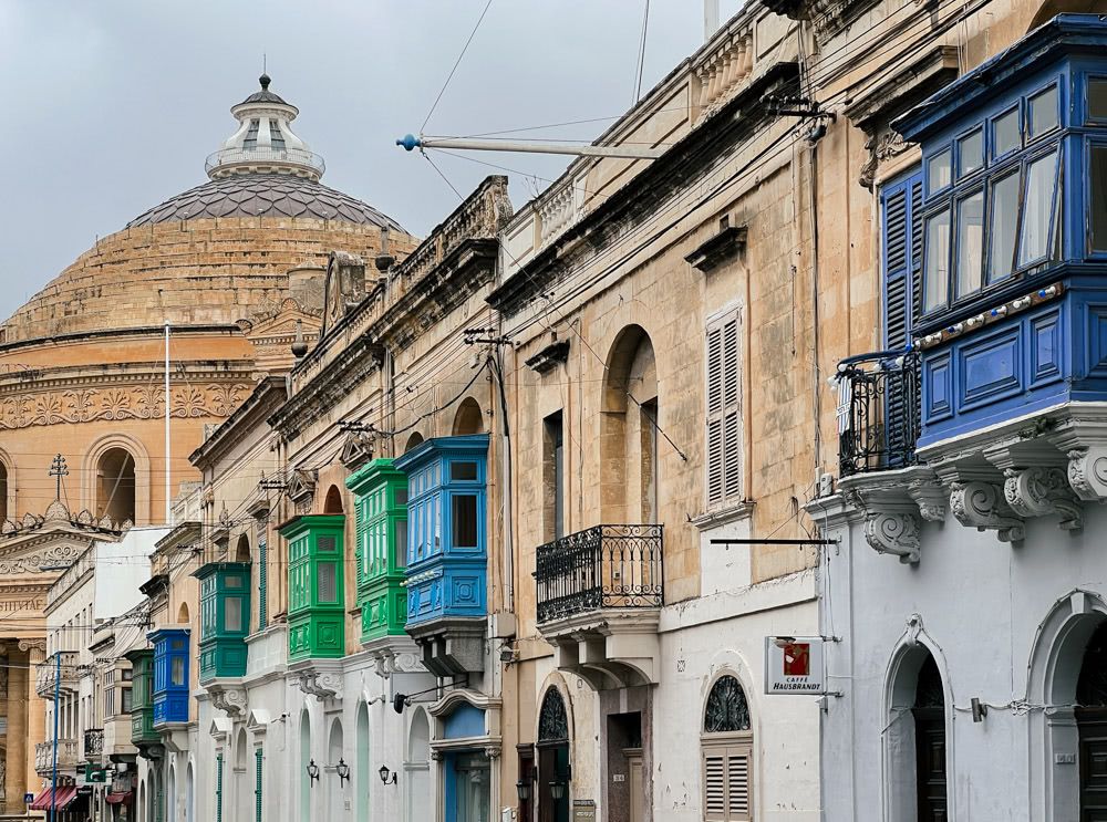 Colourful, boxy balconies of Malta