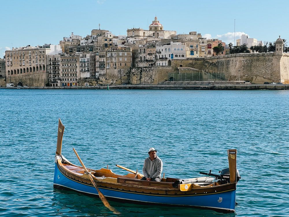 A Gondolier plies his craft at the Ferry point in Valletta