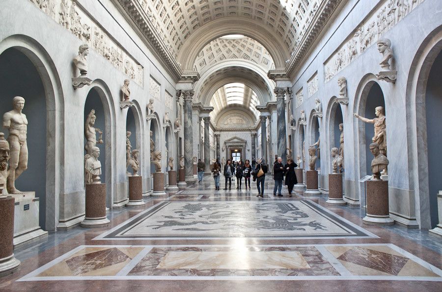 A sunny corridor of the Vatican Museum