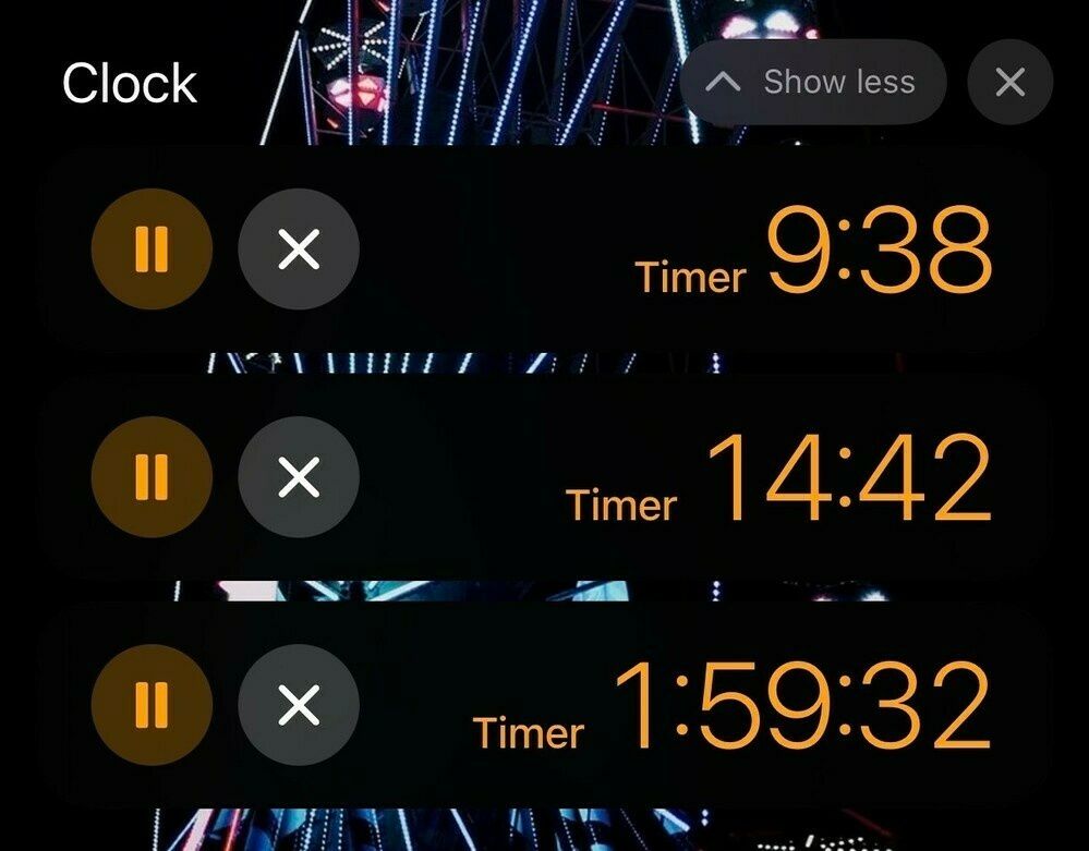 Screenshot showing new multiple timers feature in iOS and iPadOS BETA