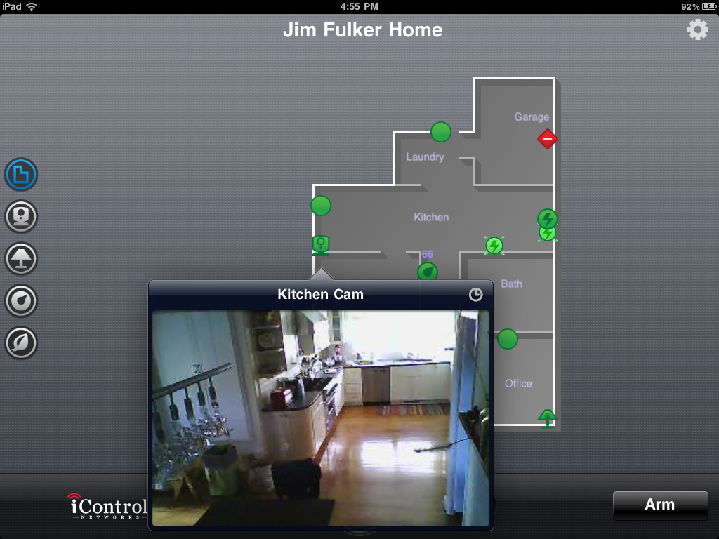 Live video in home view