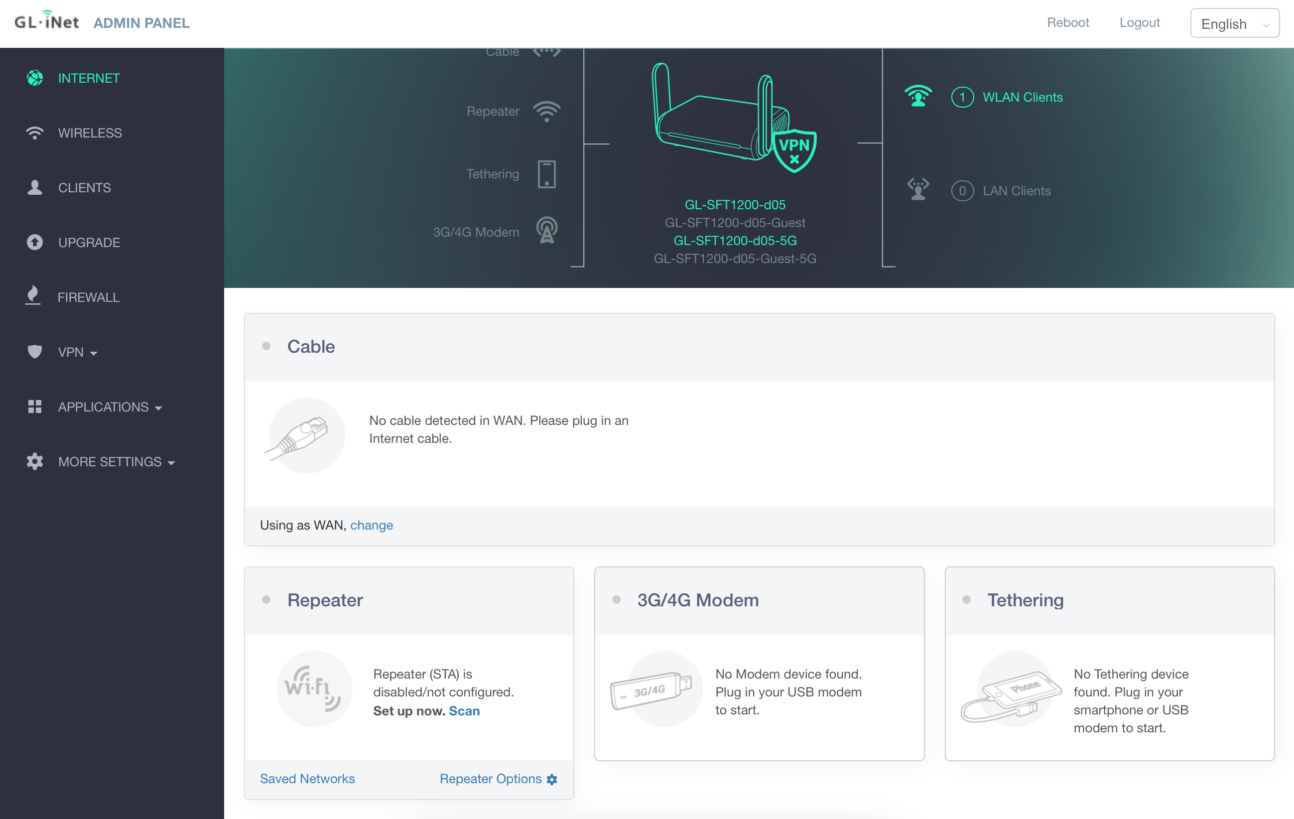 GL.iNet admin portal