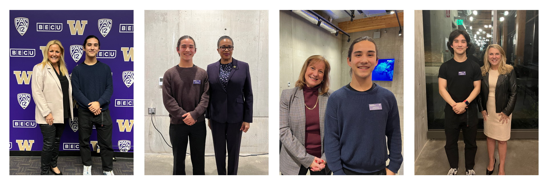 From left to right: UW Athletic Director Jen Cohen, First Lady of Seattle Joanne Harrel, SVP of Commercial & Business Services at BECU Dana Gray, and Executive Vice President of Advisor Group Erinn Ford.