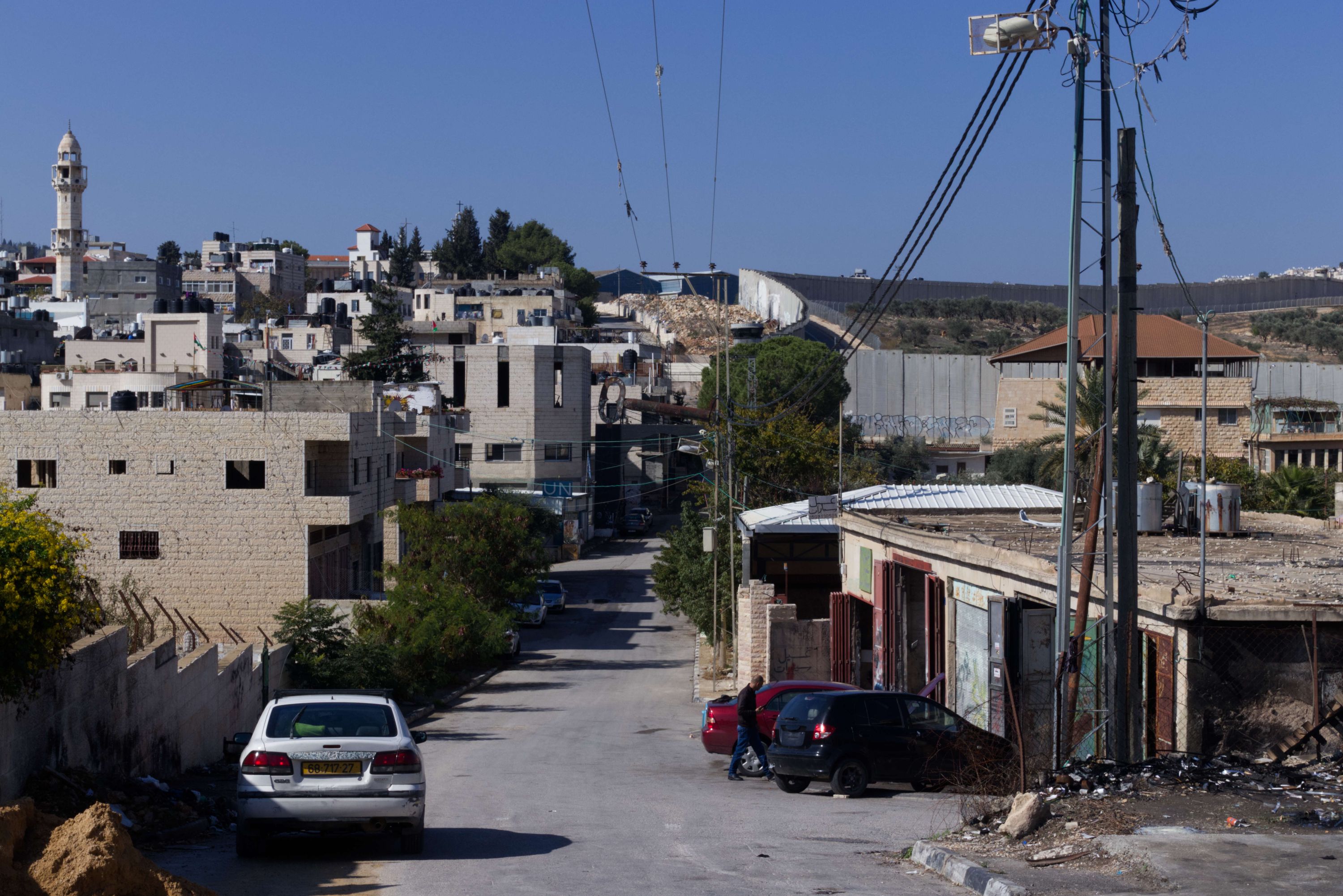 The segregation wall weaving through settlements in Bethlehem.