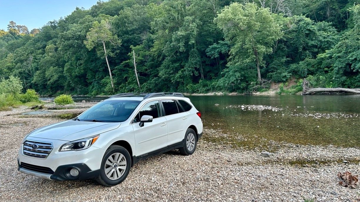 My 2015 Subaru Outback ("Olivia") and I spending a summer afternoon at Spavinaw Creek.