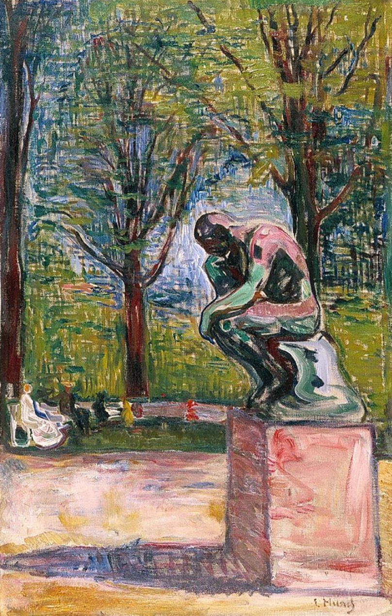 Me reflecting on this semester (The Thinker by Edvard Munch)