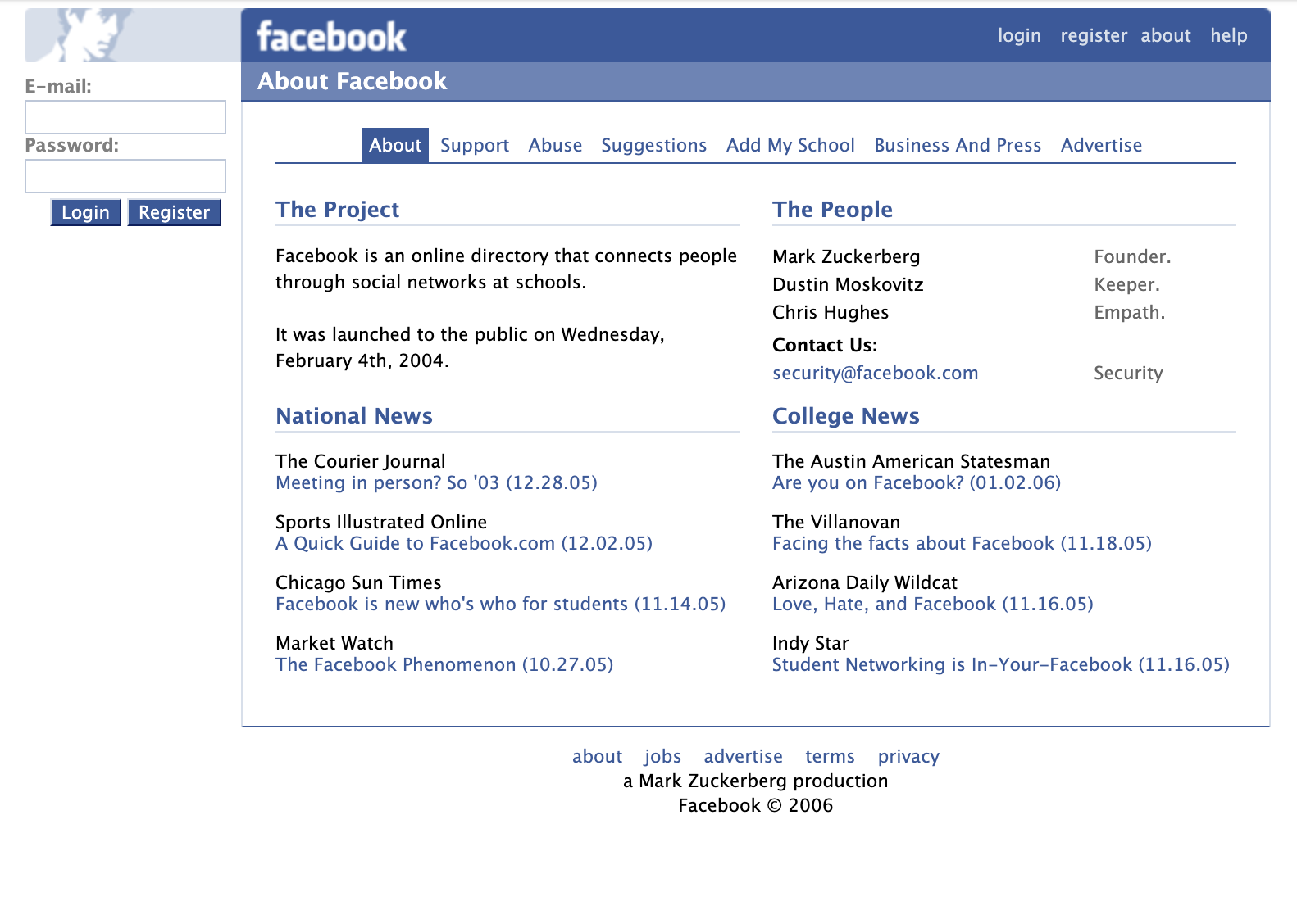 Facebook in 2006