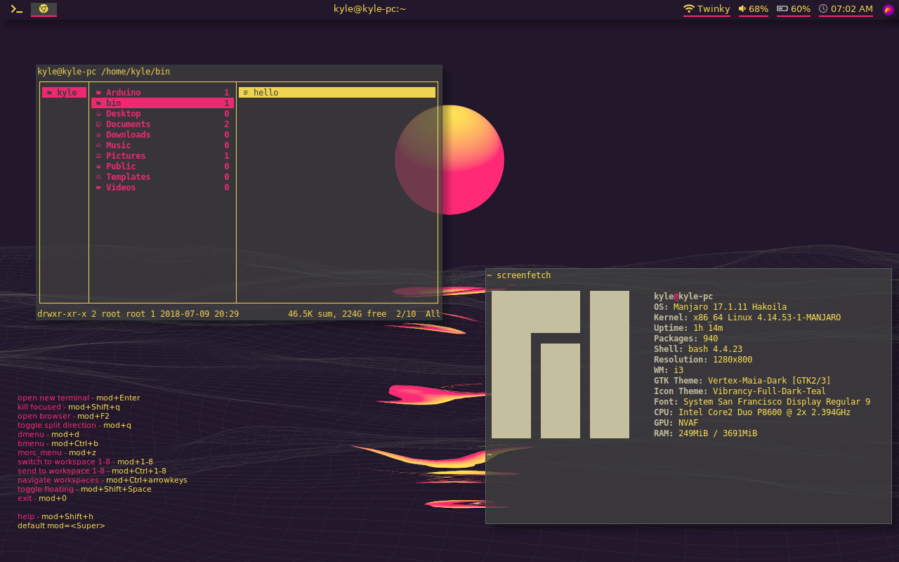 manjaro i3 sunset rice