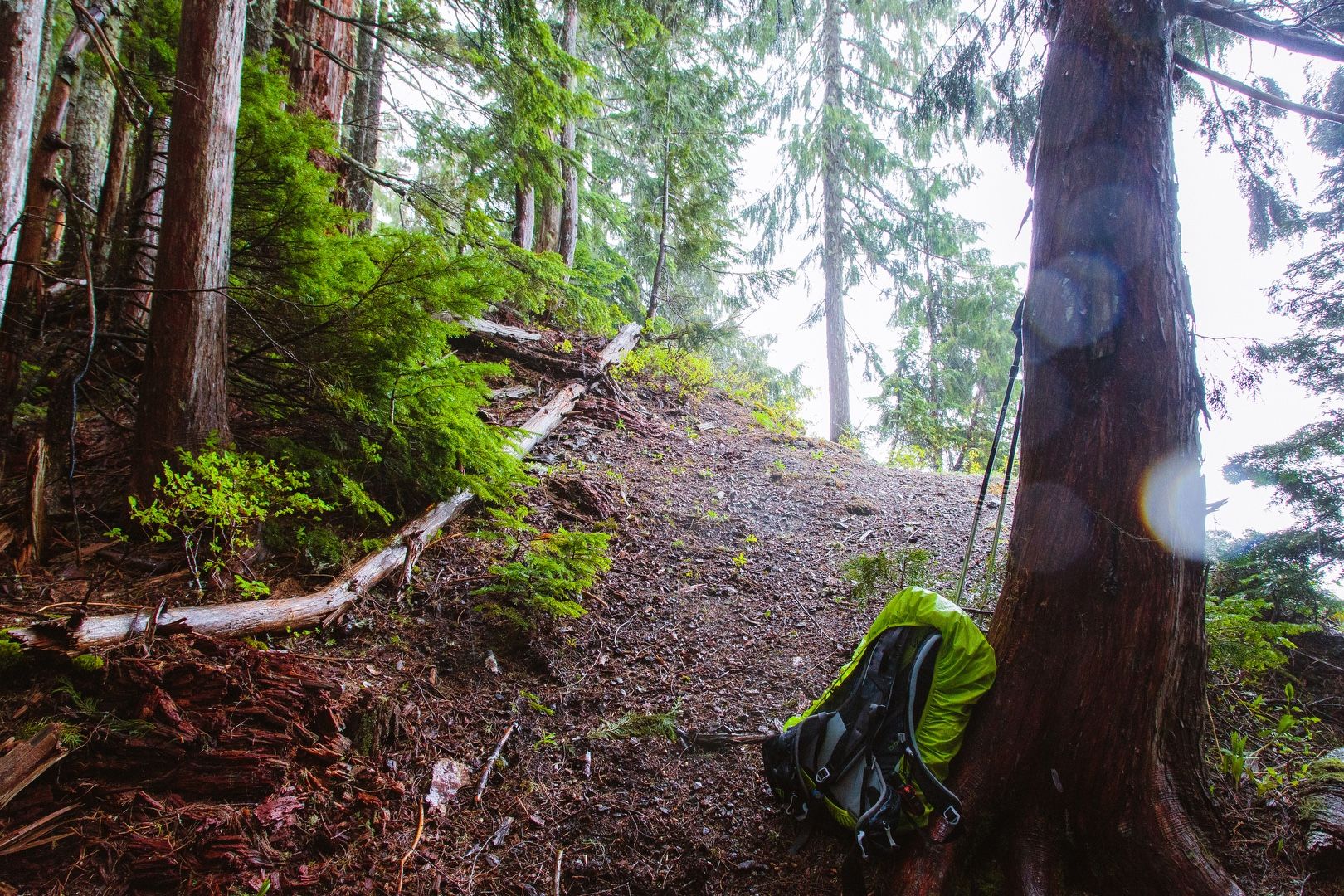 Climber’s trail on the left