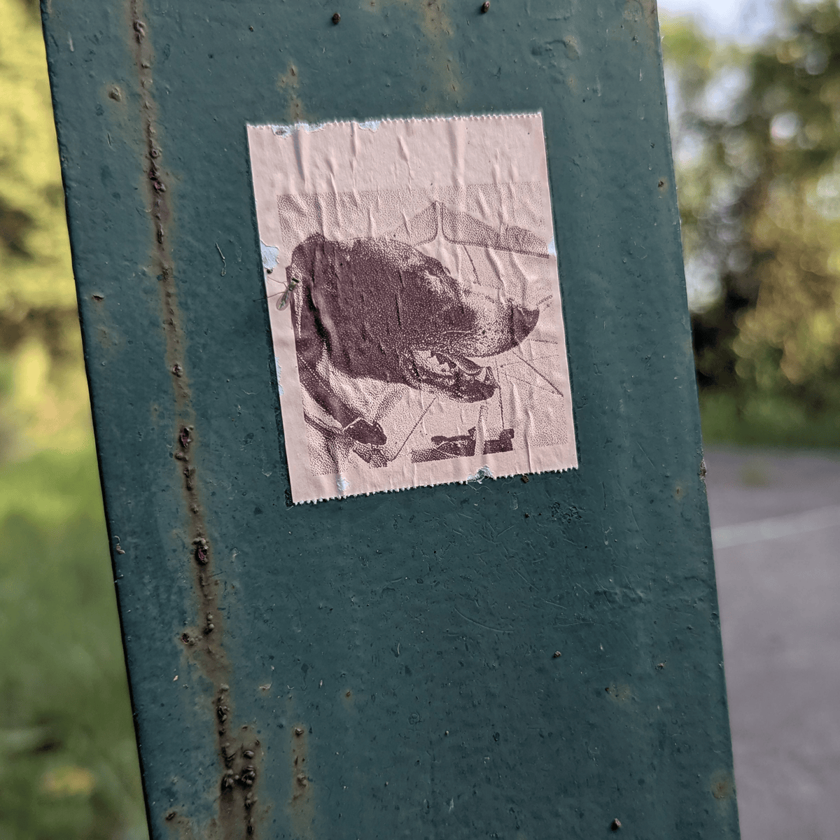 Sur un montant du garde fou du canal