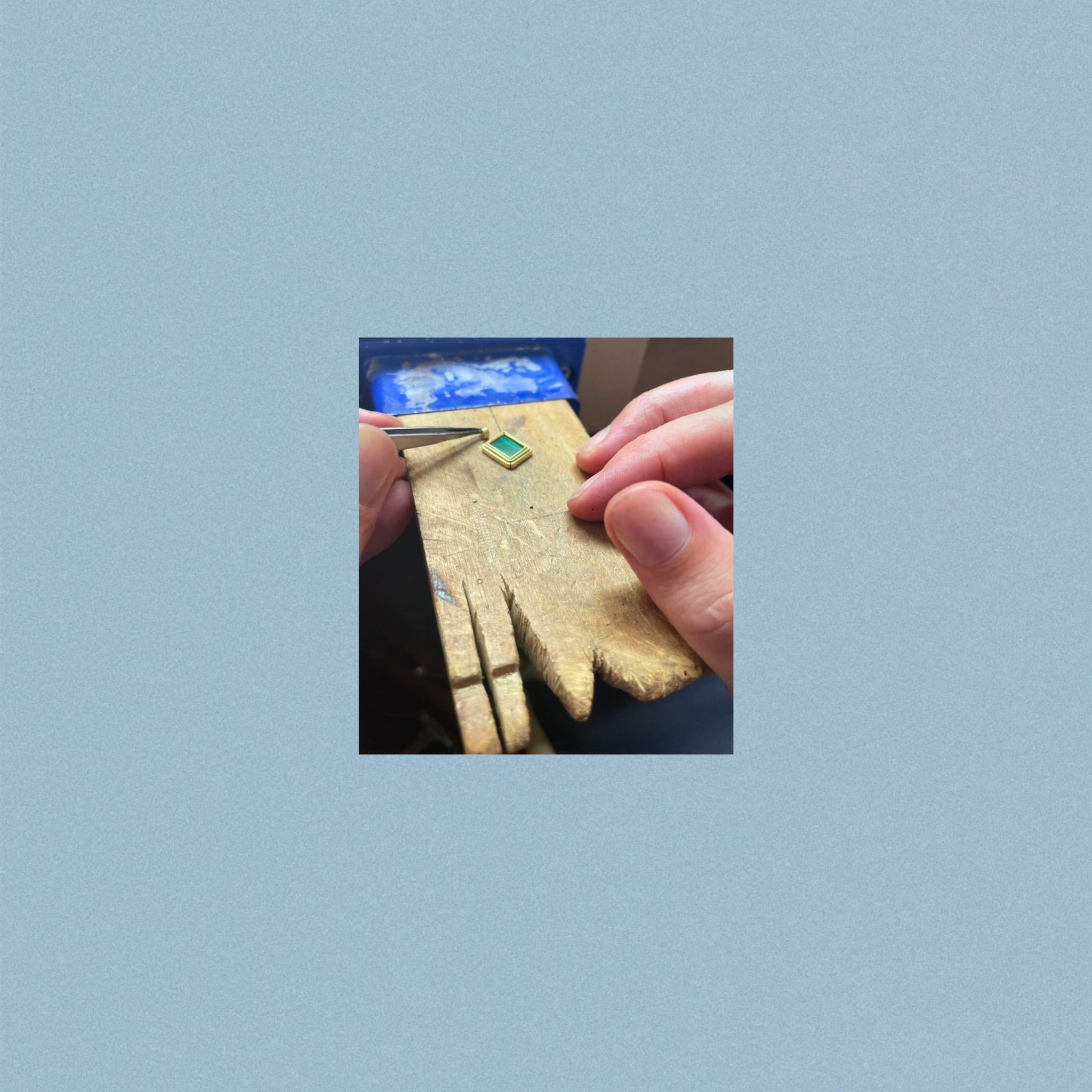 Work in progress – a custom piece made with heirloom gold from the client’s grandmother.