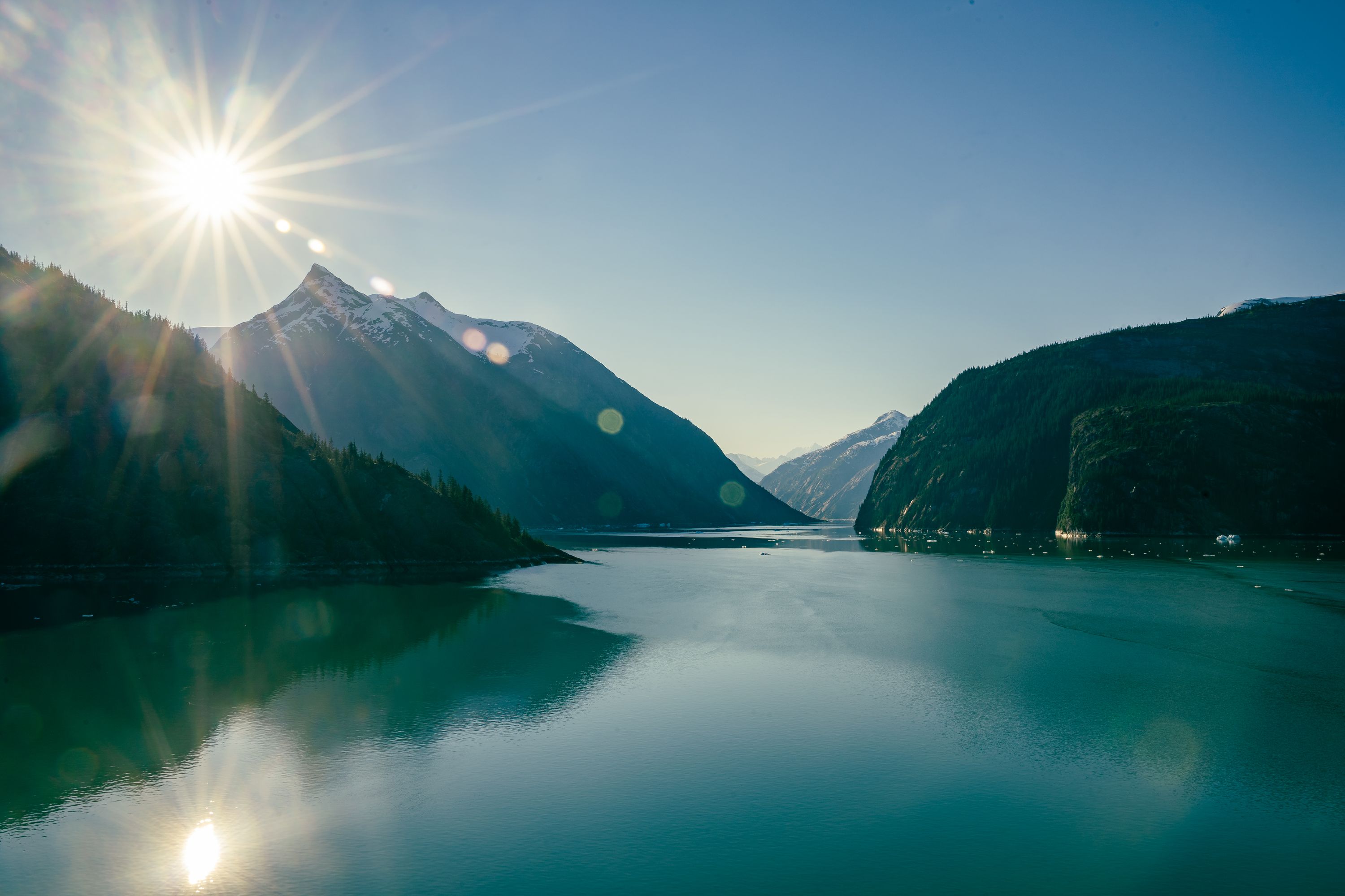 Watching the sun come up in Endicott Arm fjord in Alaska