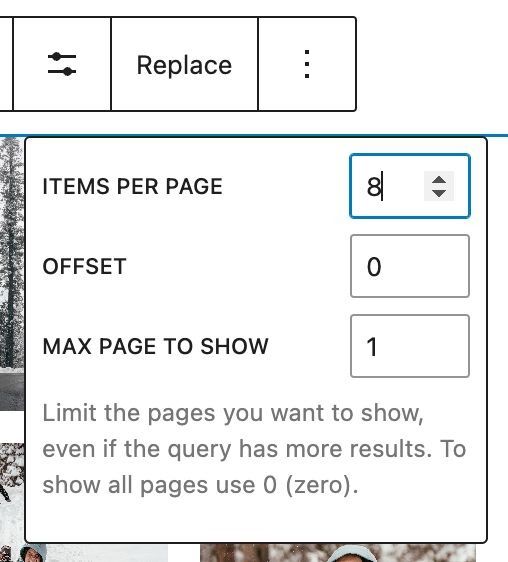 Display Settings panel for Query Loop block in WordPress