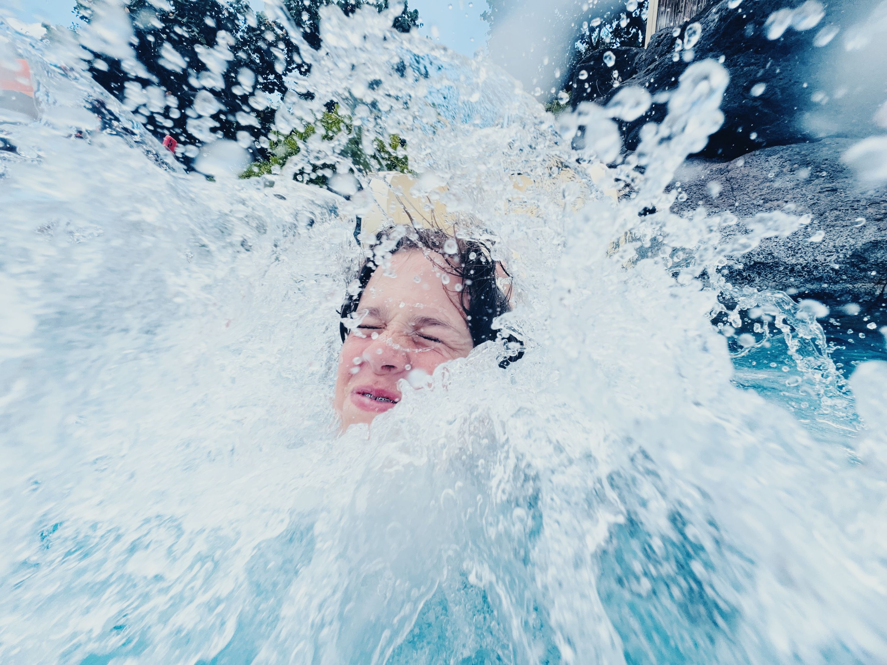 Action shot of Connor slamming into the water captured on my iPhone
